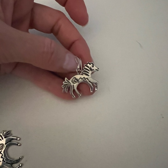 Unique Handcrafted Sterling Silver Navajo Aztec Horse Dangle Earrings NEW - Picture 2 of 7
